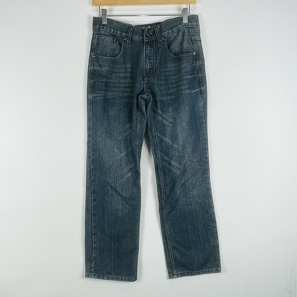 Fusai Other - FUSAI 1997‎ Straight Leg Leather Trim Pocket Distressed Jeans Mens Sz 30 x 30